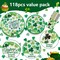 St. Patrick’s Party Supplies: 24-Piece Disposable Party Set – Plates, Napkins, Cups, Tablecloth & Garland for Shamrock St. Patrick’s Day Celebrations